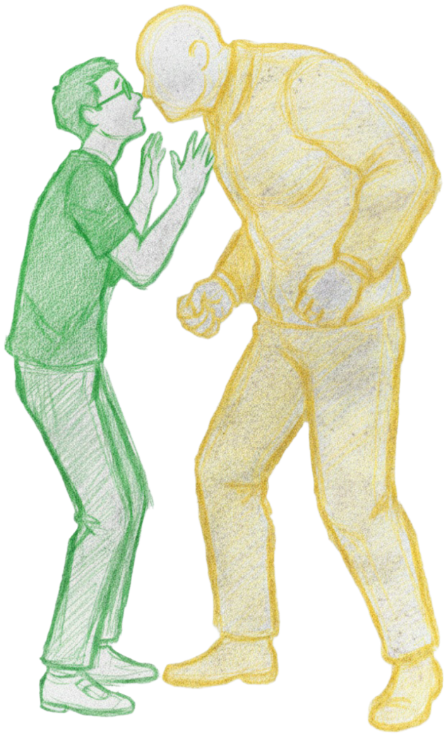 Bullies vs Nerds face-off illustration